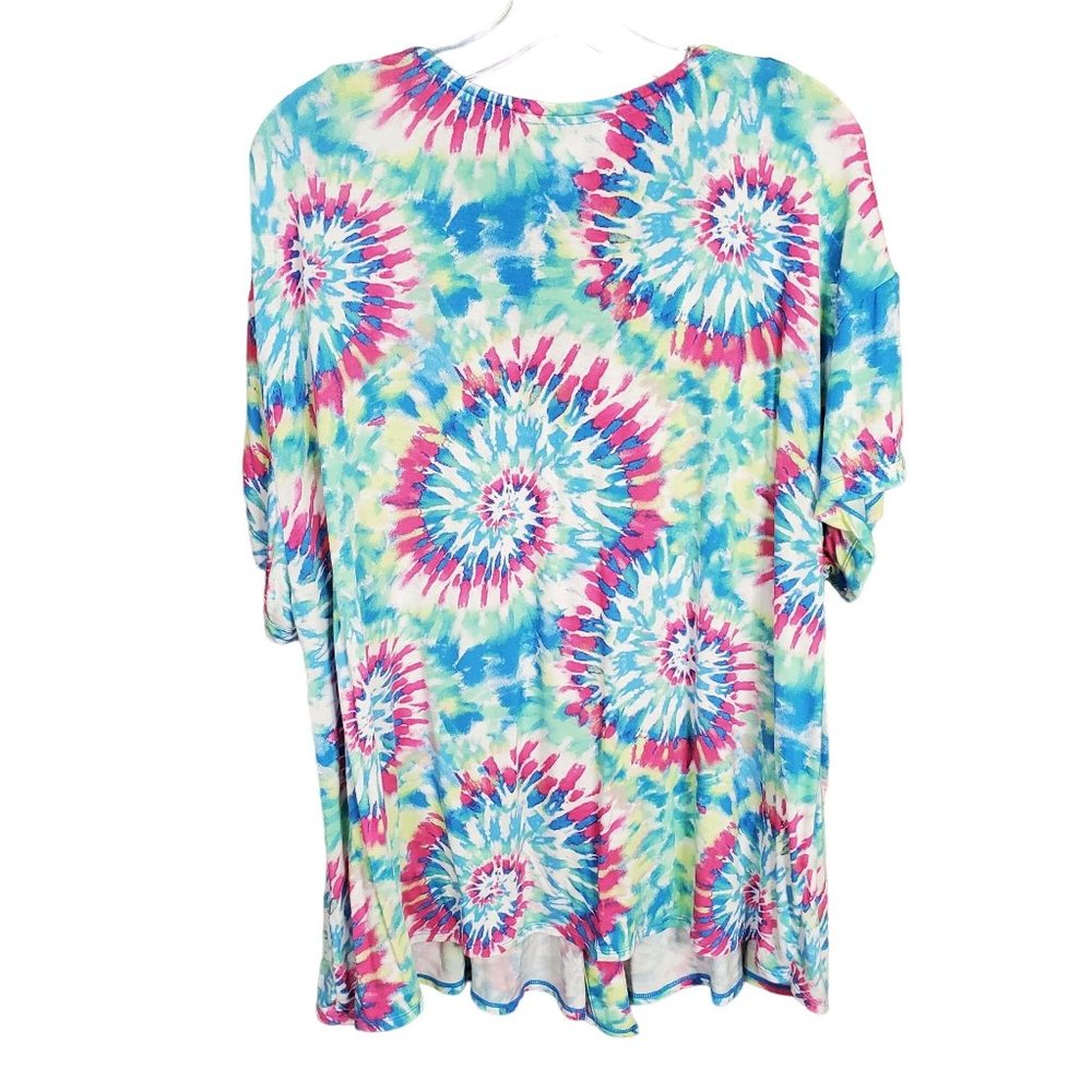 UGG Koolaburra Size XL Shirt Tie Dye Swirl Stretch Jersey Knit Button Up V-neck - Picture 3 of 10